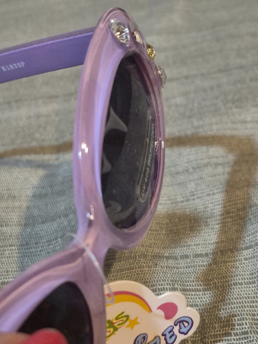 NWT Kids Lavender Rhinestone Oval Sunglasses | Polarized UV400 Bling (3)
